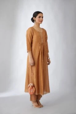 Silk Chanderi Kurta Dress Set In Copper 11 Silk Chanderi Kurta Dress Set In Copper -Ethereal Styles 3 42775