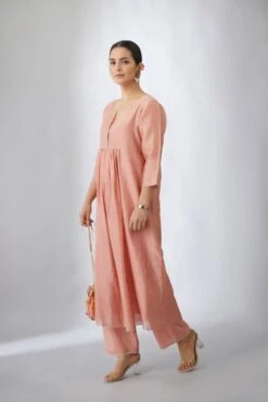 Silk Chanderi Kurta Dress Set With All-Over Delicately Embroidered Silver Zari Flowers -Ethereal Styles 3 42776