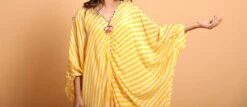 Yellow White Lehariya Kaftan Dress -Ethereal Styles 3 44155