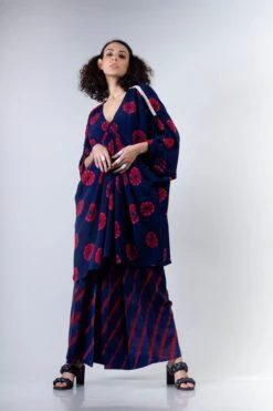 Blue/ Red Shibori Rekha 2 Dress With Lungi -Ethereal Styles 3 44356
