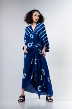 Blue Polka Laheria Kite Wrap Dress -Ethereal Styles 3 44360
