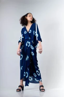 Blue Polka Kk Dress Elasticated -Ethereal Styles 3 44367