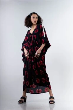 Black And Red Shibori Rekha 2 Dress -Ethereal Styles 3 44370