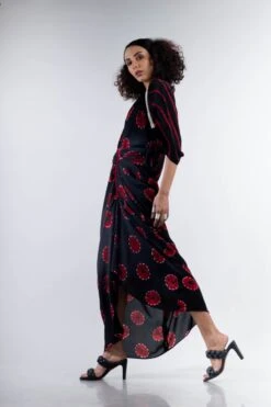 Black And Red Shibori Kk Gather Dress -Ethereal Styles 3 44375