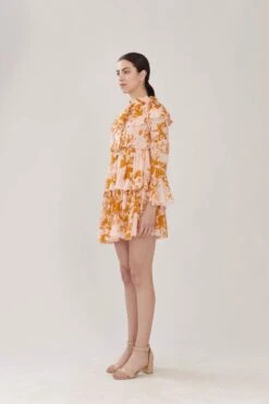 Mustard Floral Short Dress -Ethereal Styles 3 45650