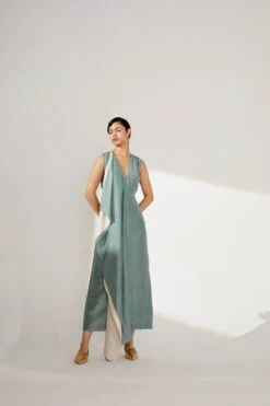 Teal Dress With Contrast Drape -Ethereal Styles 3 48479