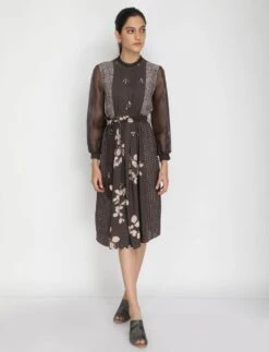 Grey Petal Print Dress -Ethereal Styles 3 51027