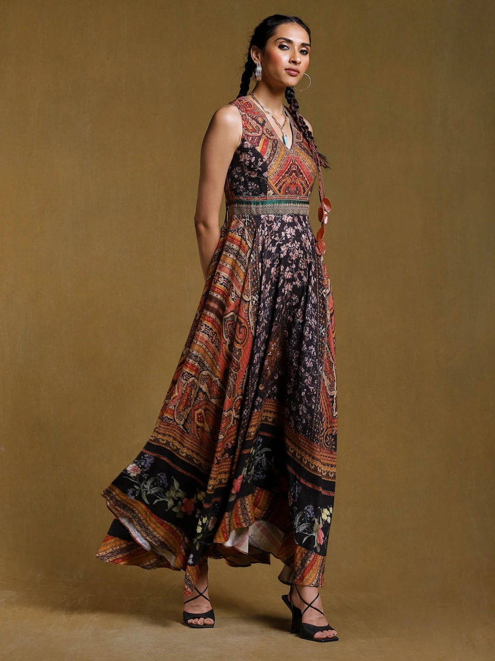 Black Printed Long Dress 5 Black Printed Long Dress - Image 3