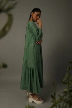 Green Khadi Tunic Dress -Ethereal Styles 3 9226