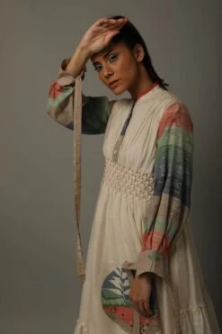 Ivory White Flare Khadi Dress Tunic -Ethereal Styles 3 9243