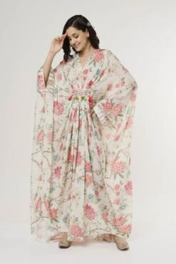 Eternal Ivory Yutika Long Kaftan Dress