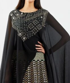 Black Velvet Dress Set In Gota Patti Embroidery -Ethereal Styles 4 13787