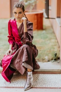 Magenta And Brown Angrakha Dress With Pants -Ethereal Styles 4 15581