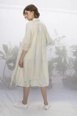 Multi Stripe Hand Block Printed Double Layer Dress With Flare Pants -Ethereal Styles 4 15676