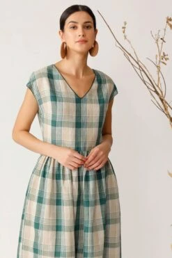 Green Punta Check Dress -Ethereal Styles 4 28850