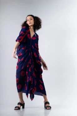 Blue/Red Shibori Kk Zipper Dress -Ethereal Styles 4 28960