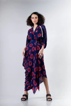 Blue And Red Shibori Ss2 Dress Elasticated -Ethereal Styles 4 28964