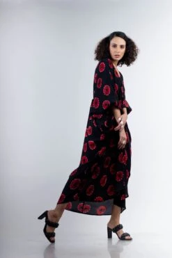 Black And Red Shibori Rekha 2 Dress -Ethereal Styles 4 28977