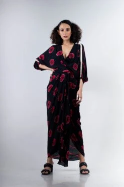 Black And Red Shibori Kk Dress Elasticated -Ethereal Styles 4 28981