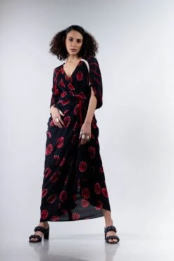 Black And Red Shibori Kk Gather Dress -Ethereal Styles 4 28982