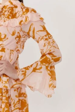 Mustard Floral Short Dress -Ethereal Styles 4 29892