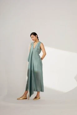 Teal Dress With Contrast Drape -Ethereal Styles 4 31865