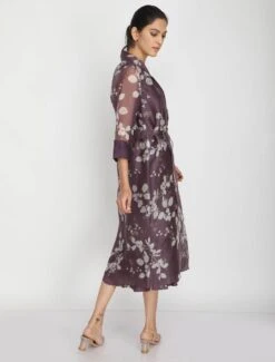 Lavender Petal Print Jacket With Dress -Ethereal Styles 4 33660