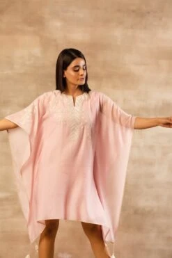 Myra Blush Embroidered Kaftan Dress -Ethereal Styles 4 93 1