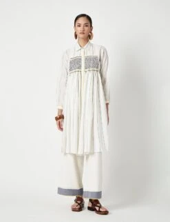 Ecru Patios Smocked Dress