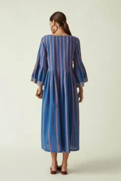 Blue Cotton Carica Stripe Dress 8 Blue Cotton Carica Stripe Dress -Ethereal Styles 4t13a3
