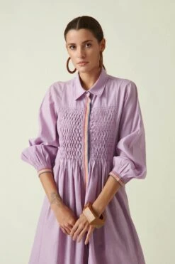 Purple Cotton Jason Tunic Dress -Ethereal Styles 4t9b