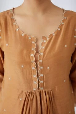 Silk Chanderi Kurta Dress Set In Copper 13 Silk Chanderi Kurta Dress Set In Copper -Ethereal Styles 5 13240