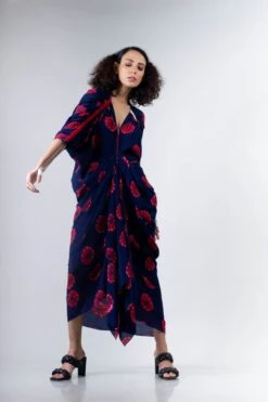 Blue/Red Shibori Kk Zipper Dress -Ethereal Styles 5 13857