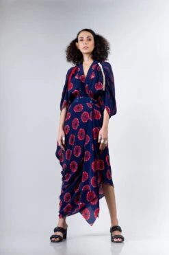 Blue And Red Shibori Ss2 Dress Elasticated -Ethereal Styles 5 13859