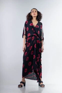 Black And Red Shibori Kk Dress Elasticated -Ethereal Styles 5 13873