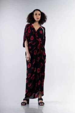 Black And Red Shibori Kk Gather Dress -Ethereal Styles 5 13874