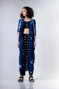 Black Rd Blouse & Salwar Pants With Blue Polka H/H Dress -Ethereal Styles 5 13879