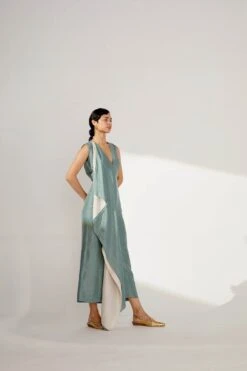 Teal Dress With Contrast Drape -Ethereal Styles 5 15328