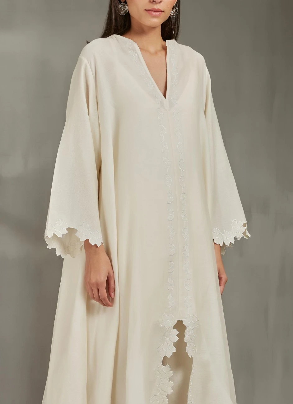 Ivory Cricular Dress With Hexagon Cutwork 6 Ivory Cricular Dress With Hexagon Cutwork - Image 4