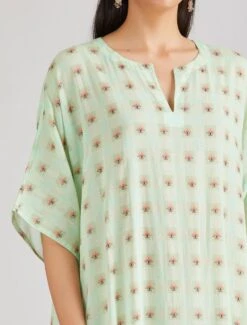 Green Printed Kaftaan Dress -Ethereal Styles 5 8769