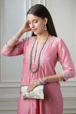 Lotus Pink Silver Zari Embroidered Kurta Dress Set With Fine Gathers At Waistline 15 Lotus Pink Silver Zari Embroidered Kurta Dress Set With Fine Gathers At Waistline -Ethereal Styles 6 2016