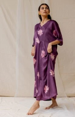 Violet Dramatic Poppy Tie Dress -Ethereal Styles 6 4210