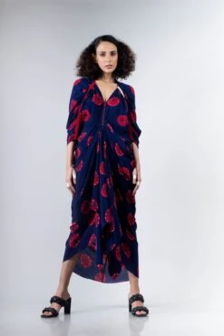 Blue/Red Shibori Kk Zipper Dress -Ethereal Styles 6 5271