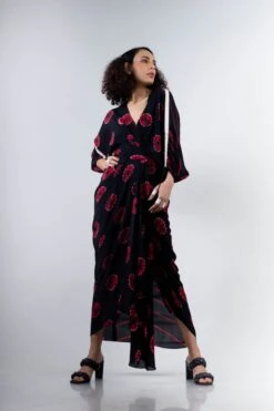 Black And Red Shibori Kk Dress Elasticated -Ethereal Styles 6 5277