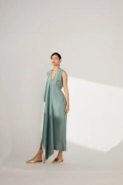 Teal Dress With Contrast Drape -Ethereal Styles 6 5973