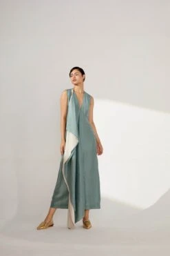 Teal Dress With Contrast Drape -Ethereal Styles 7 2417