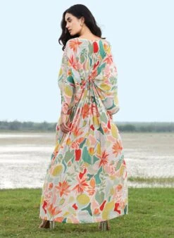 Printed A Line Kaftan Dress -Ethereal Styles aahc06224000123