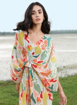 Printed A Line Kaftan Dress -Ethereal Styles aahc06224000124