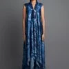 Aqua Metallic Draped Dress -Ethereal Styles aair091aqu 1