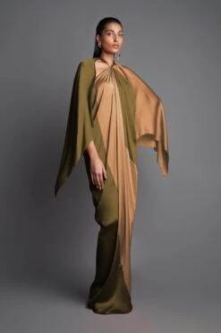 Olive And Kathaai Panelled Draped Halter Dress -Ethereal Styles aair124olvkth2